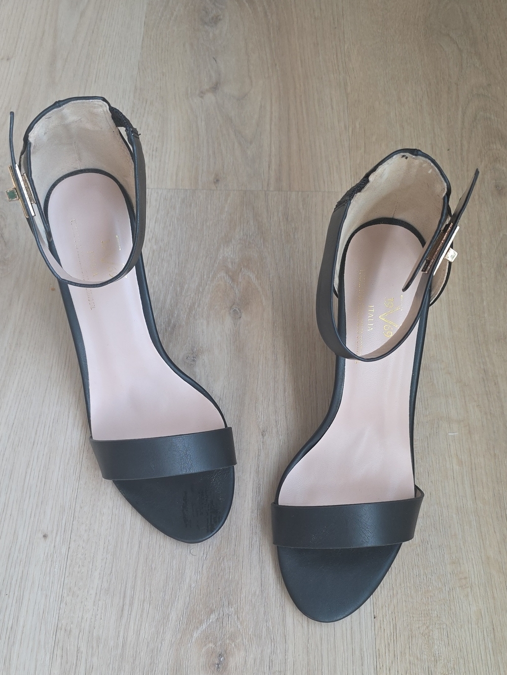 Versace Black Open-Toe Ankle-Strap Heeled Sandals
